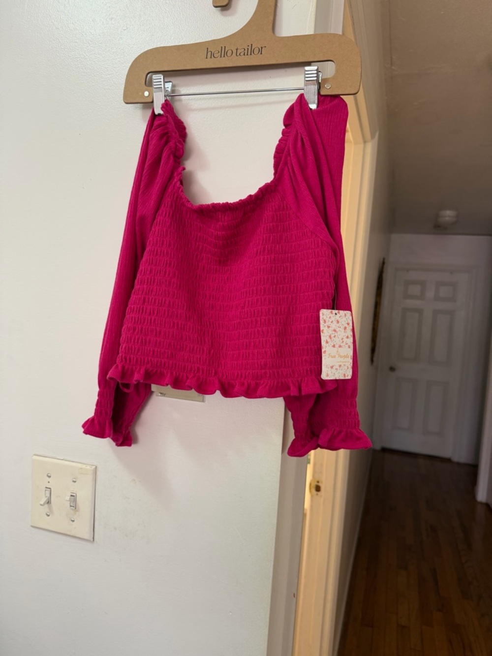 Free People Hot Pink Smocked Top